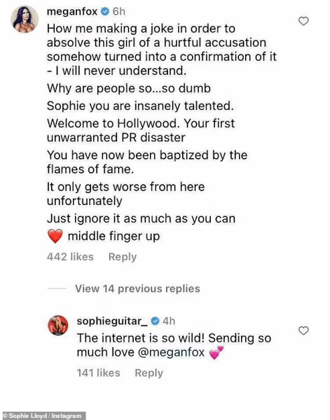 Меган Фокс восстановила свой Instagram и объяснила отношения с бойфрендом