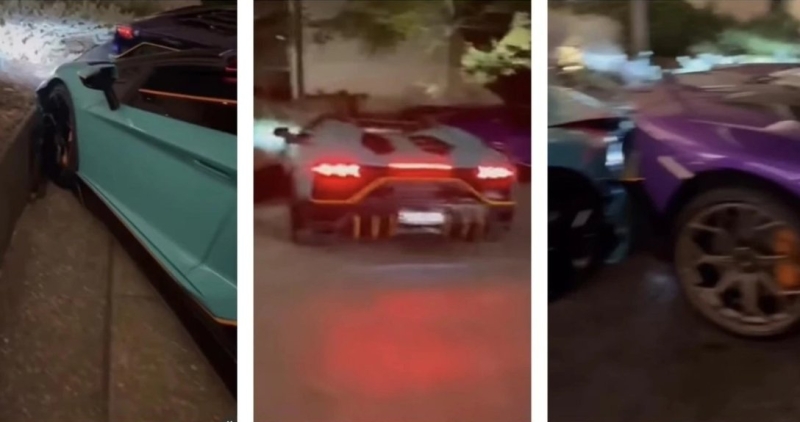 Парковщик случайно разбил два эксклюзивных суперкара Lamborghini (видео)
